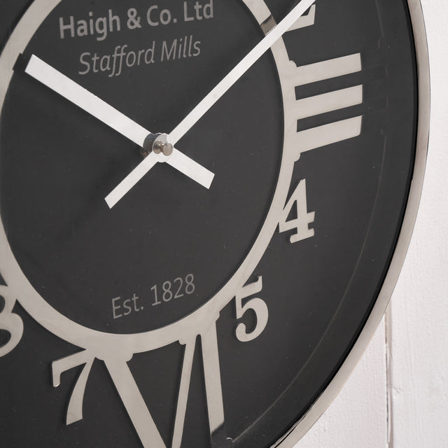 Orpheus Silver and Black Wall Clock