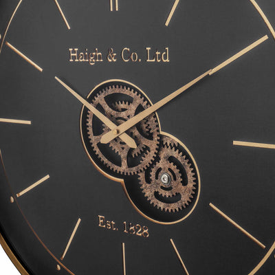 Jax Black and Champagne Gold Cog Wall Clock