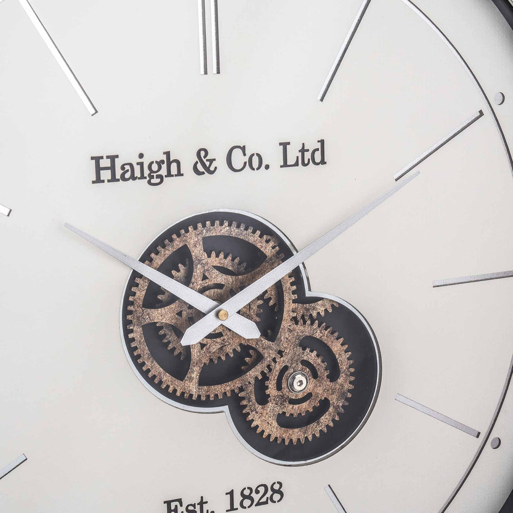 Jax Ivory and Silver Cog Wall Clock