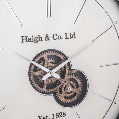 Jax Ivory and Silver Cog Wall Clock