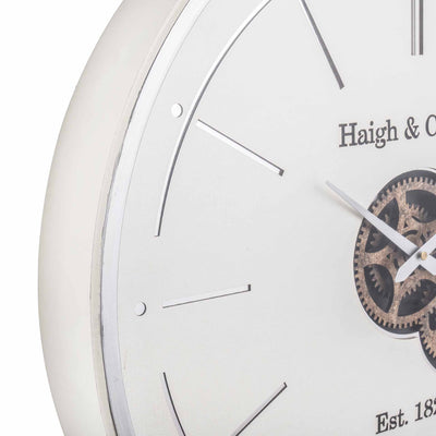 Jax Ivory and Silver Cog Wall Clock