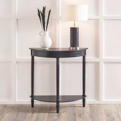 Cleveland Black Wood Half Moon Console Table