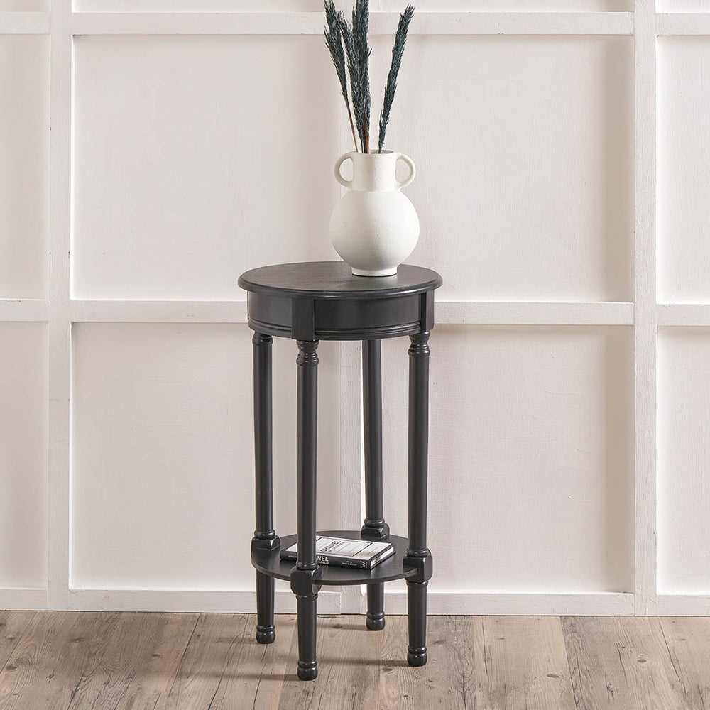 Cleveland Black Wood Round Accent Table