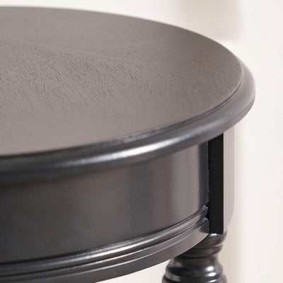 Cleveland Black Wood Round Accent Table