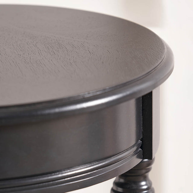 Cleveland Black Wood Round Accent Table