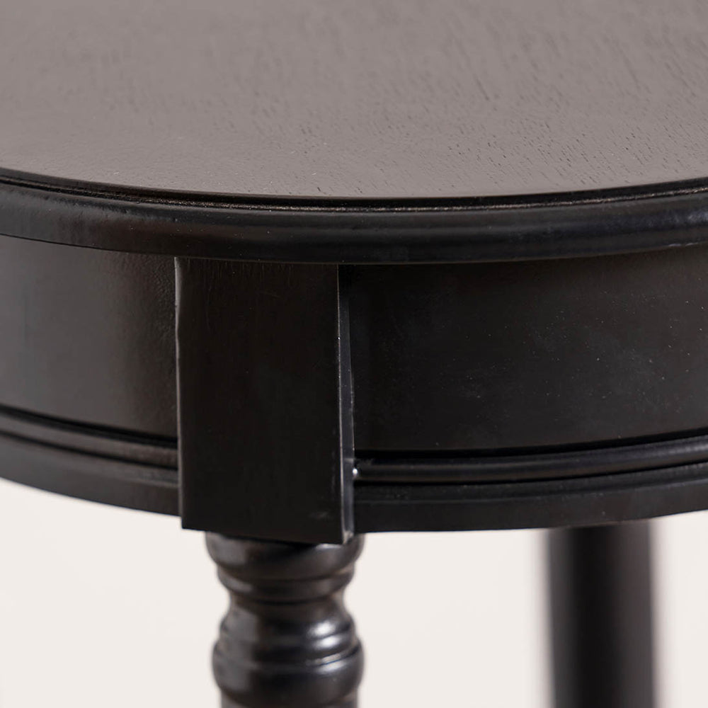 Cleveland Black Wood Round Accent Table