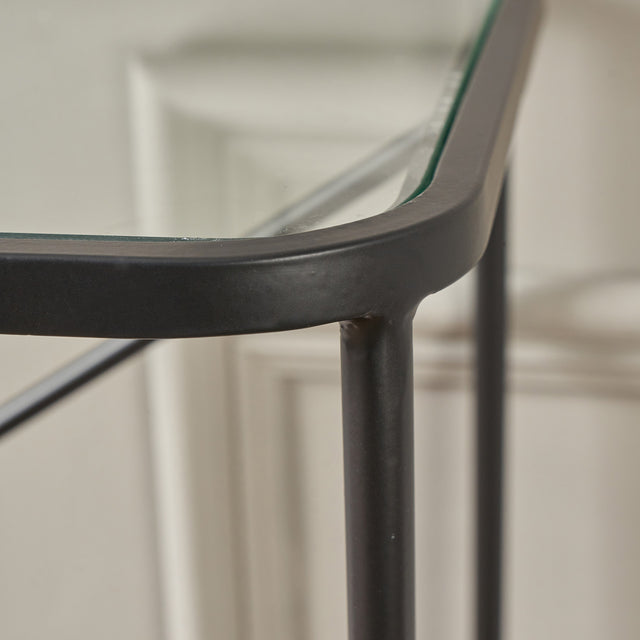 Narvi Glass and Black Console Table