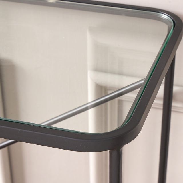 Narvi Glass and Black Console Table