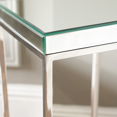 Milano Silver Mirrored Tall Side Table