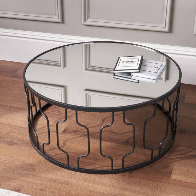 Avellino Mirrored Glass & Graphite Coffee Table