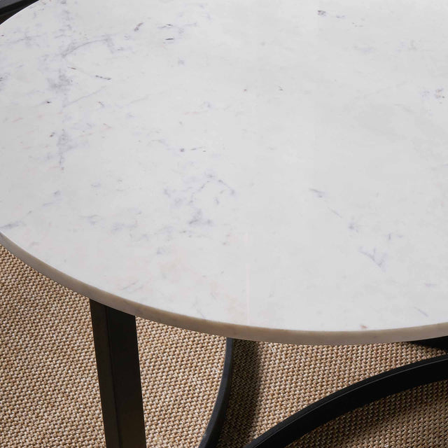 Earl White Marble & Black Coffee Table