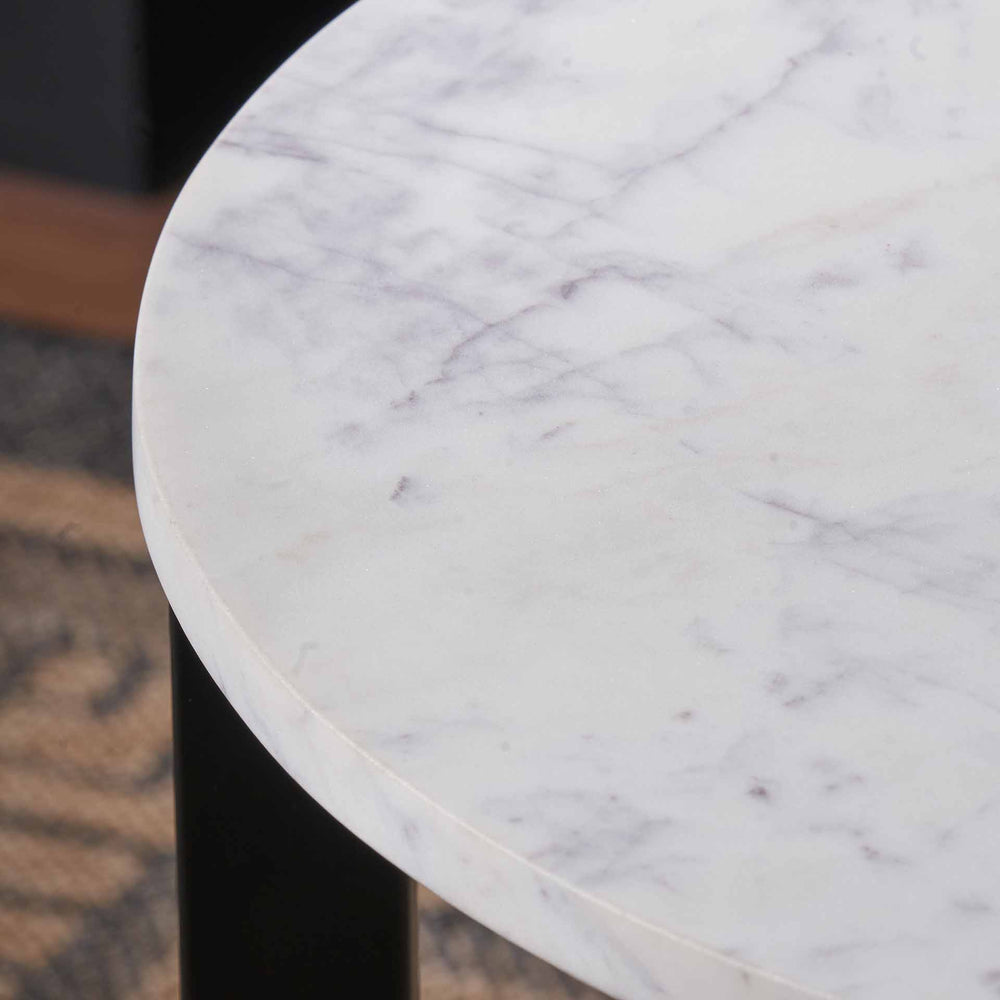 Earl White Marble & Black Side Table