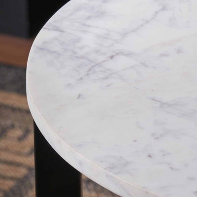Earl White Marble & Black Side Table