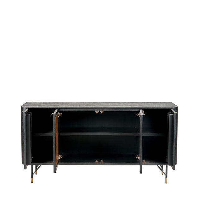 Nawi Black and Natural Rattan 4 Door Sideboard