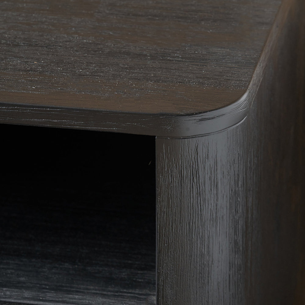 Nawi Black and Natural Rattan Bedside Table Set Of 2