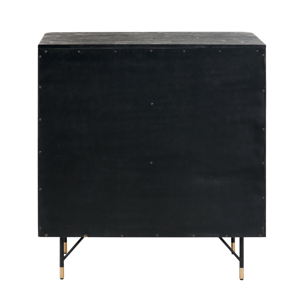 Nawi Black and Natural Rattan 4 Drawer Unit