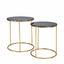 Cecelia Black Marble and Gold Side Tables S/2
