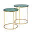 Cecelia Green Marble and Gold Side Tables S/2