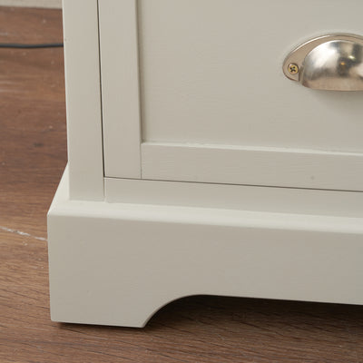 Stockton Linen Wood 3 Drawer Bedside Table Set Of 2
