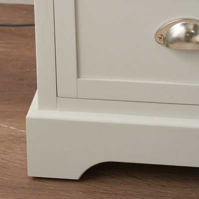 Stockton Linen Wood 3 Drawer Bedside Table Set Of 2