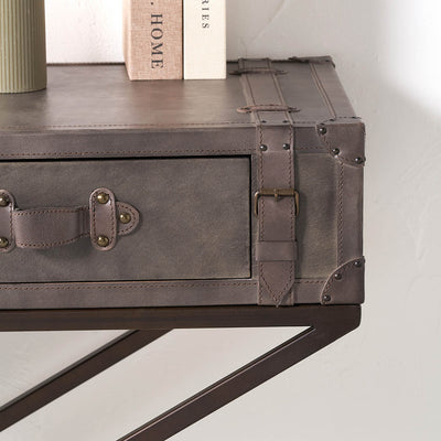 Santino Peppercorn Leather Console Table