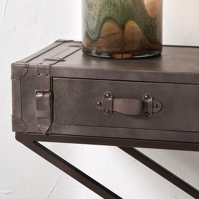 Santino Peppercorn Leather Console Table