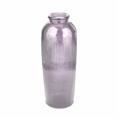Oliva Recycled Lilac Glass Ribbed Vase