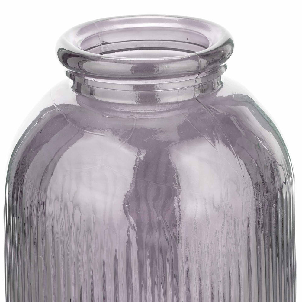 Oliva Recycled Lilac Glass Ribbed Vase
