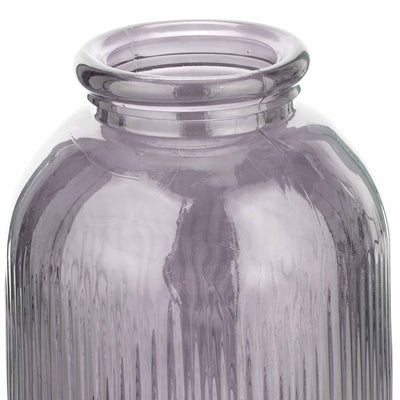Oliva Recycled Lilac Glass Ribbed Vase