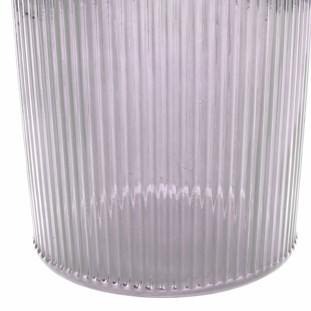 Oliva Recycled Lilac Glass Ribbed Vase