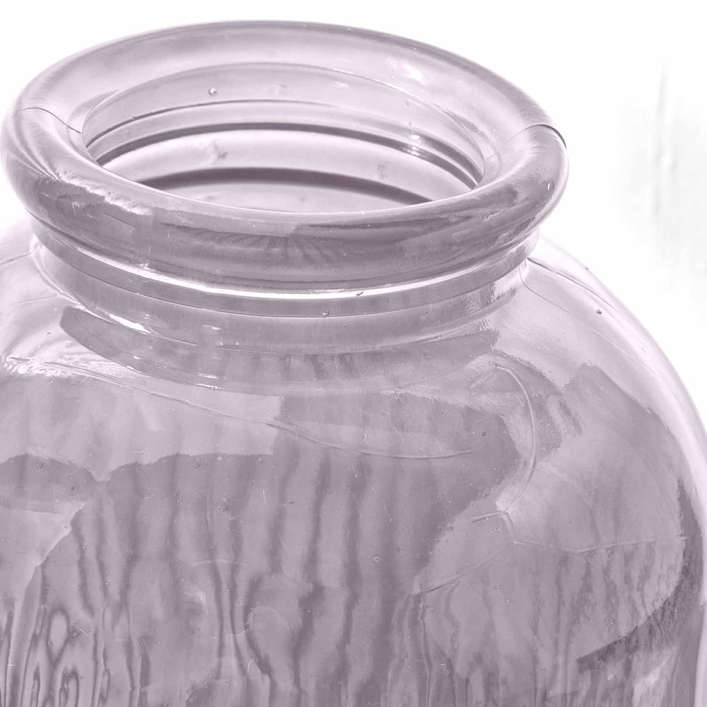 Oliva Recycled Lilac Glass Ribbed Vase