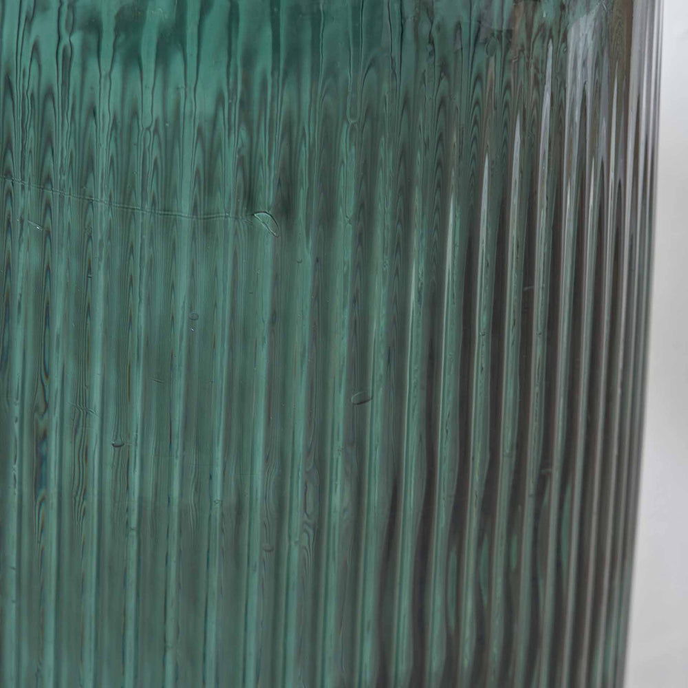 Oliva Sea Green Recycled Glass Ribbed Vase