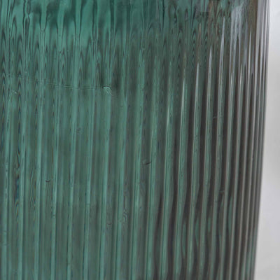 Oliva Sea Green Recycled Glass Ribbed Vase