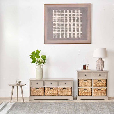 Hartland Pine Wood and Banana Leaf Living Room Furniture Set