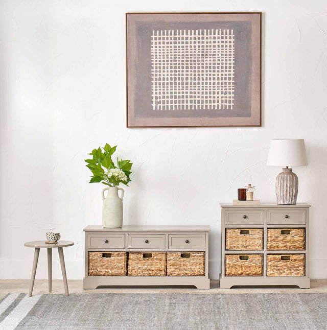 Hartland Pine Wood and Banana Leaf Living Room Furniture Set