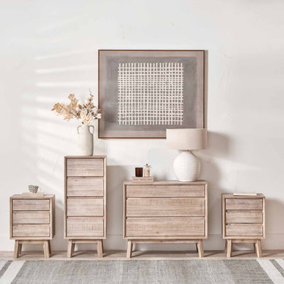Herning Sand Wash Acacia Wood Bedroom Furniture Set
