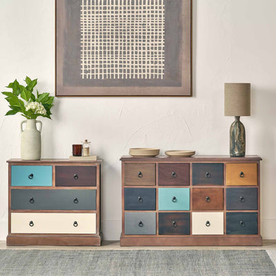 Staten Blue Pine Wood Dining Room Furniture Set