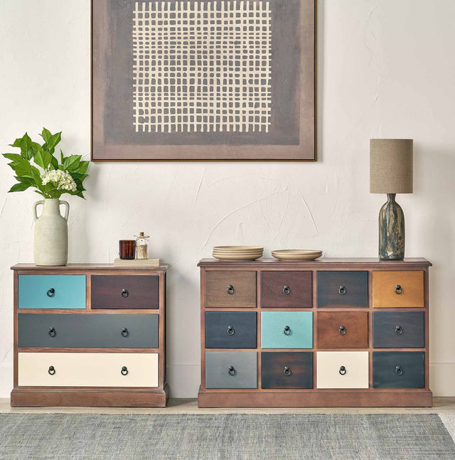 Staten Blue Pine Wood Dining Room Furniture Set