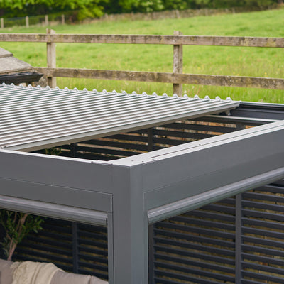 Abierto 3m x 4m Electric Pergola with Retractable Roof and LED Lighting