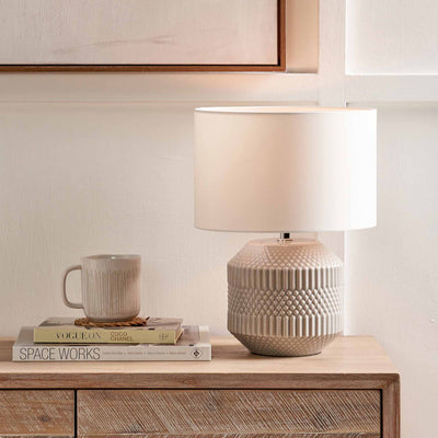 Genève Grey Geo Textured Ceramic Table Lamp