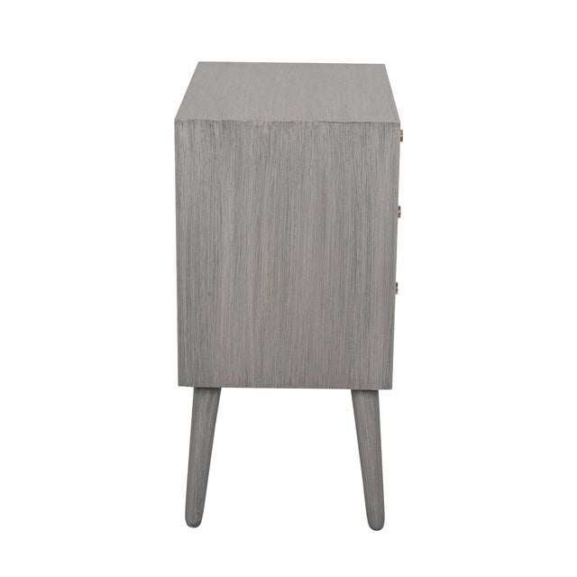 Ruma Grey Pine Wood 3 Drawer Bedside Table | Furniture | Rūma