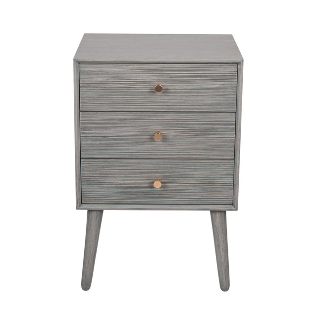 Ruma Grey Pine Wood 3 Drawer Bedside Table | Furniture | Rūma