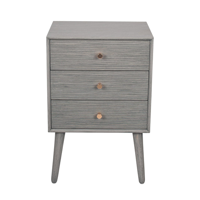Ruma Grey Pine Wood 3 Drawer Bedside Table | Furniture | Rūma