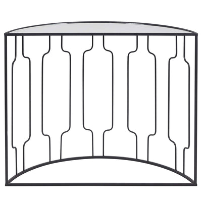 Ruma Mirrored Glass and Graphite Half Moon Console Table | Furniture | Rūma