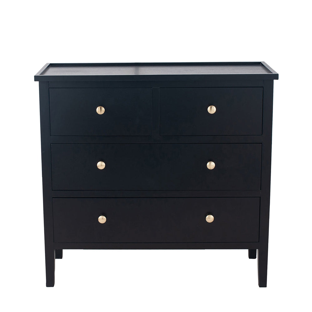 Ruma Satin Black Pine Wood 4 Drawer Unit | Furniture | Ruma