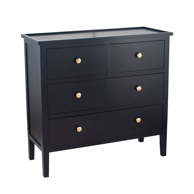 Ruma Satin Black Pine Wood 4 Drawer Unit | Furniture | Ruma