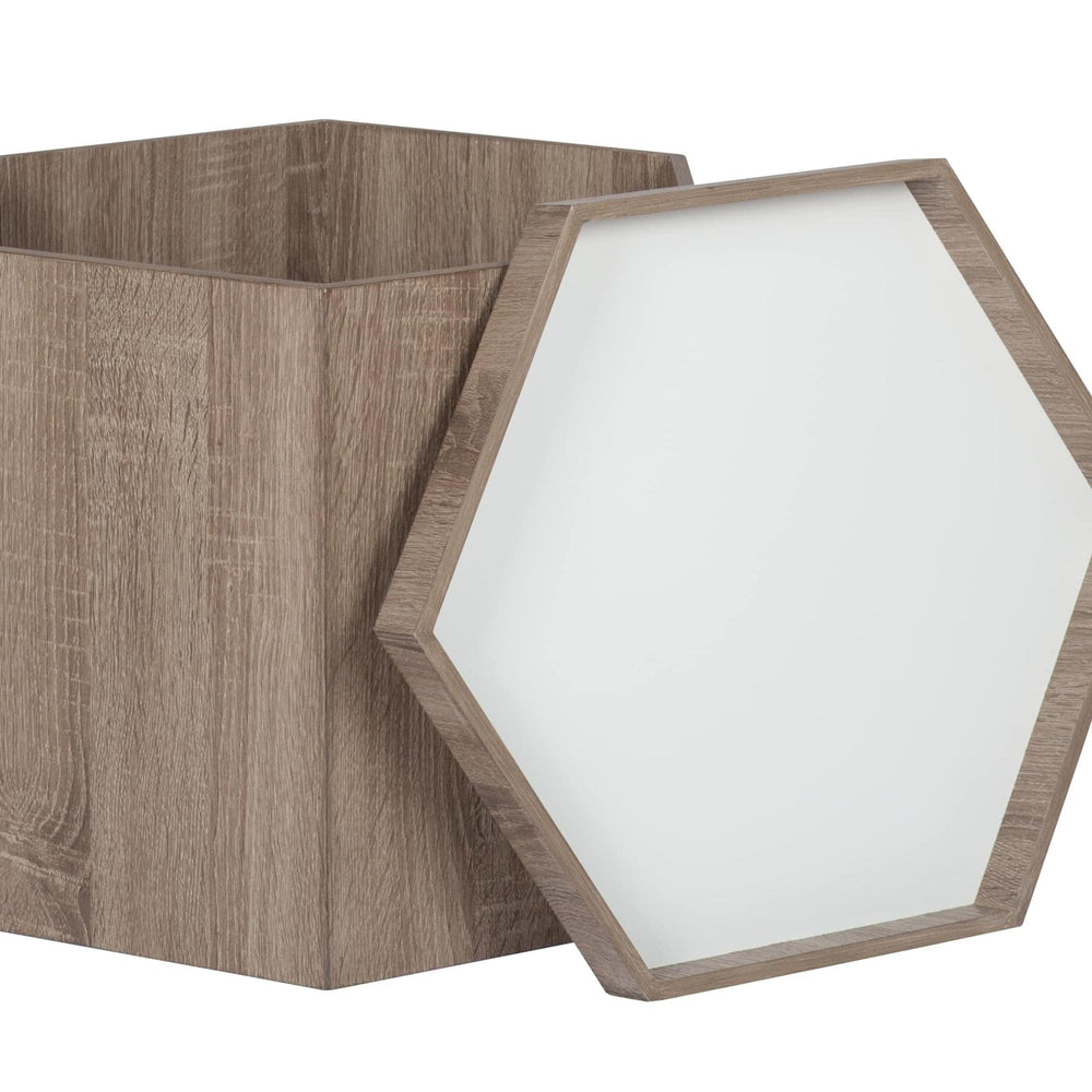 Ruma Natural & White Wood Hexagon Storage Box Sml | Furniture | Ruma