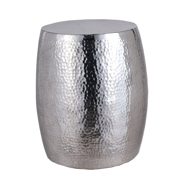 Ruma Hammered Metal Silver Round Stool | Furniture | Rūma
