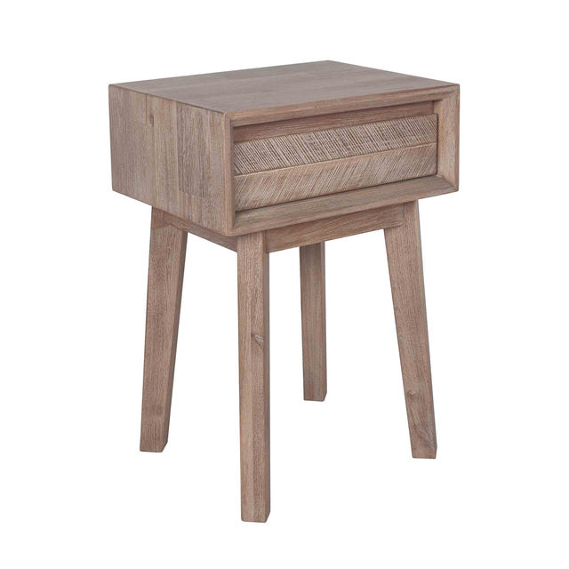 Ruma Sand Wash Acacia Wood 1 Drawer Bedside Unit | Furniture | Ruma