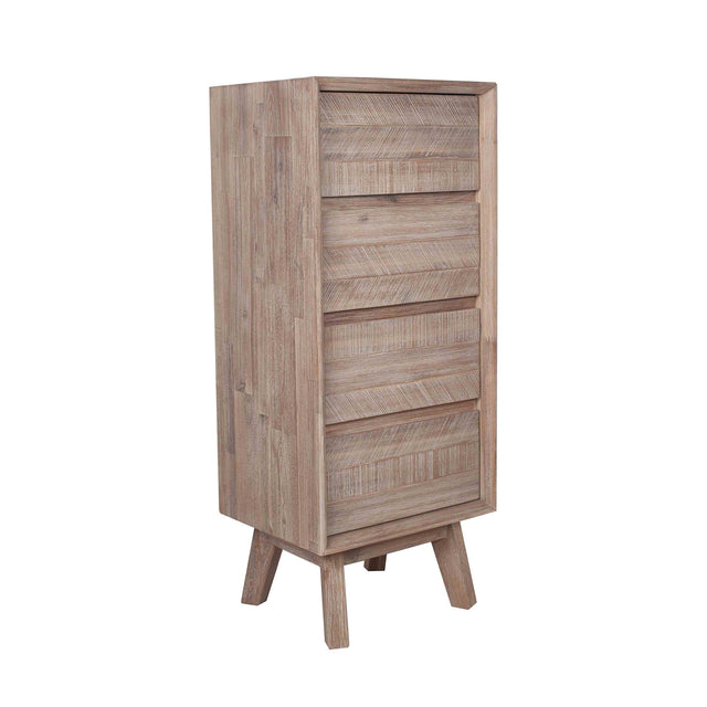 Ruma Sand Wash Acacia Wood 4 Drawer Tall Boy | Furniture | Ruma